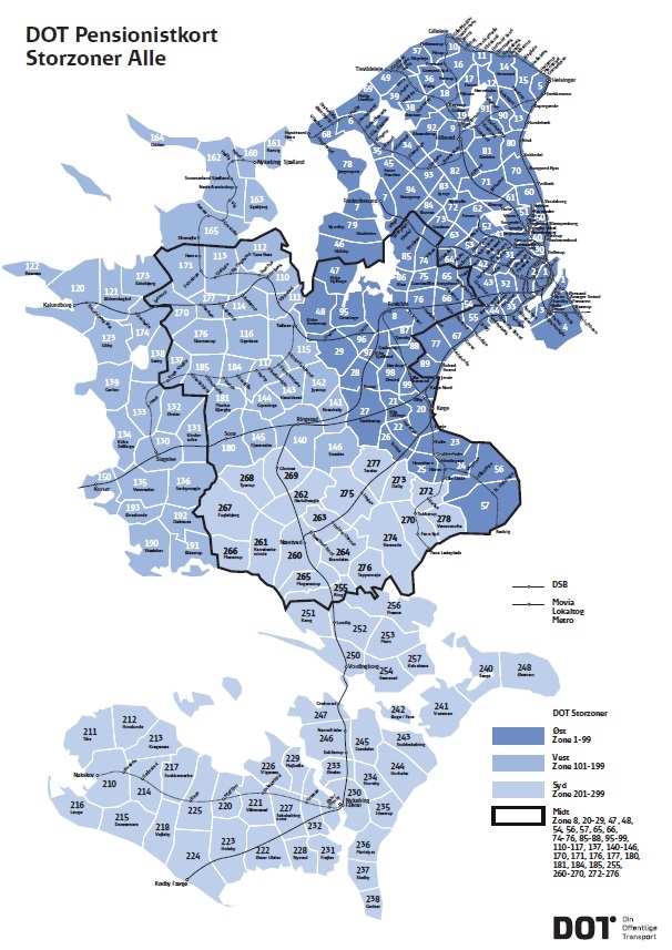 Oversigt over zoner p&aring; Sj&aelig;lland