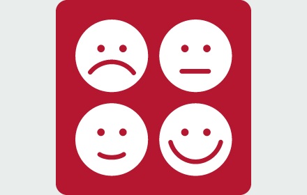 Illustration hvide smileys på rød baggrund