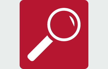 Illustration hvidt forstørrelsesglas på rød baggrund