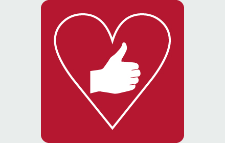 Illustration af hvid tommel op på rød baggrund