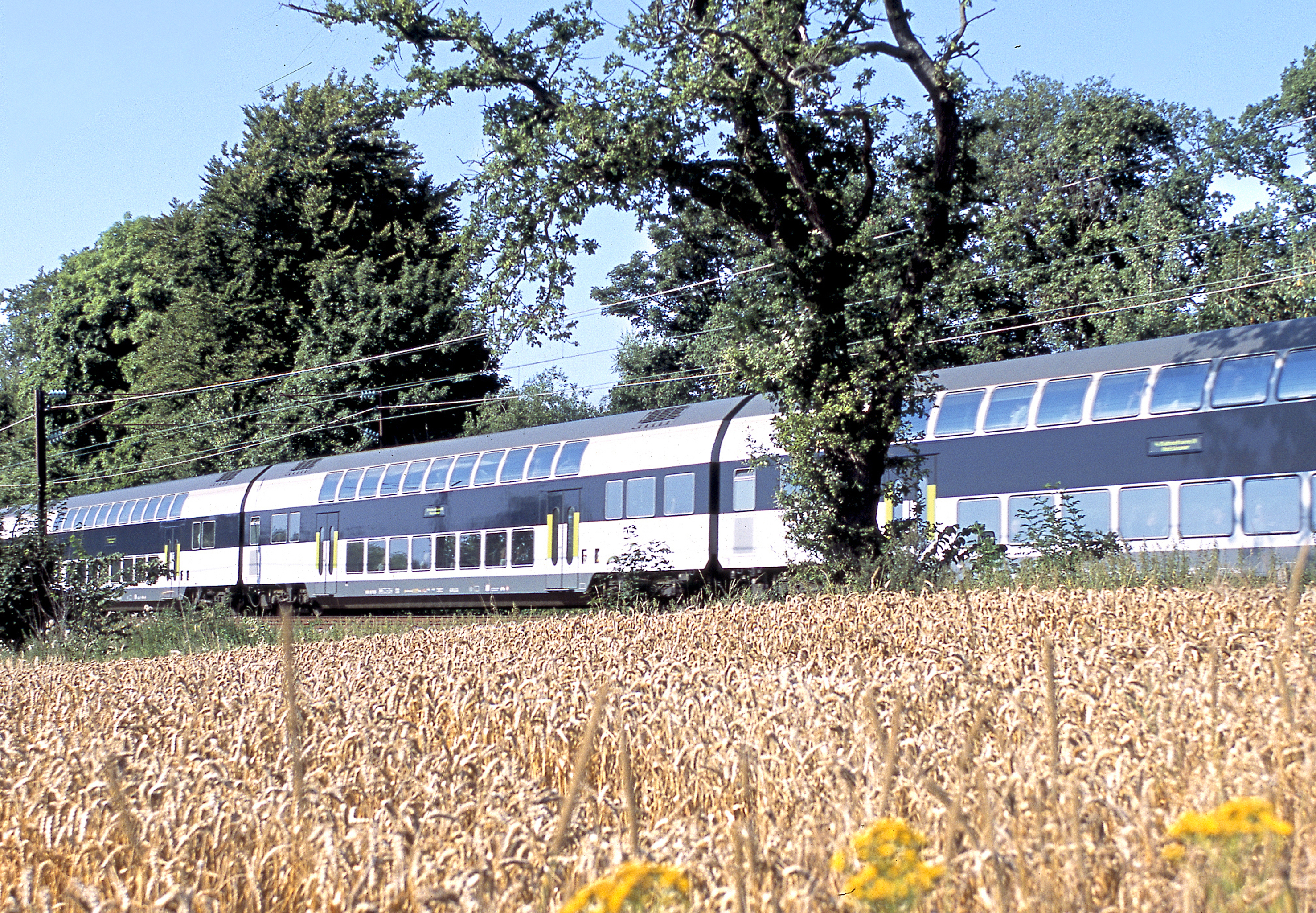 DSB's Dobbeltdækker-vognes høje egenvægt kombineret med den lange afstand mellem bogierne gør at toget ligger godt i sporet. Foto René Stranbygaard