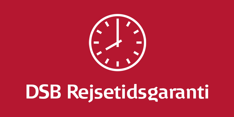 DSB Rejsetidsgaranti på rød baggrund