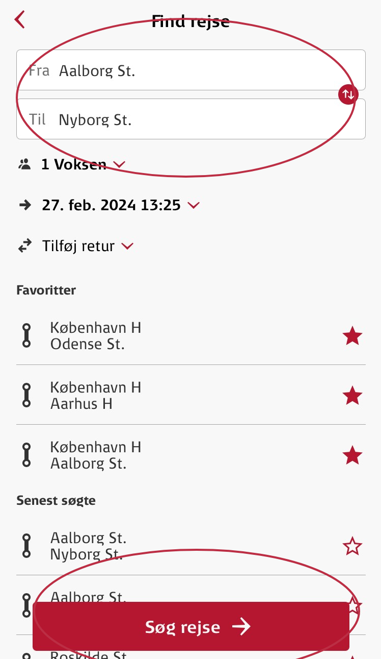 cykelpladsbillet i DSB's app 3