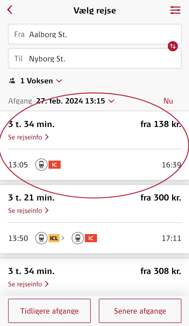 cykelpladsbillet i DSB's app 4